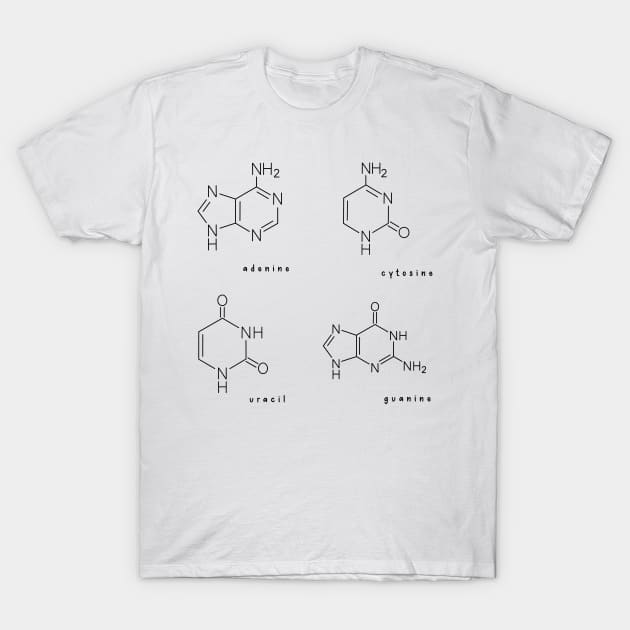 Hand Drawn RNA Ribonucleic Acid Pack T-Shirt by Sofia Sava